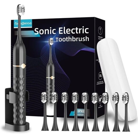 Electric Toothbrush Set with 10 Brush Heads and Travel case - Picture 1 of 7